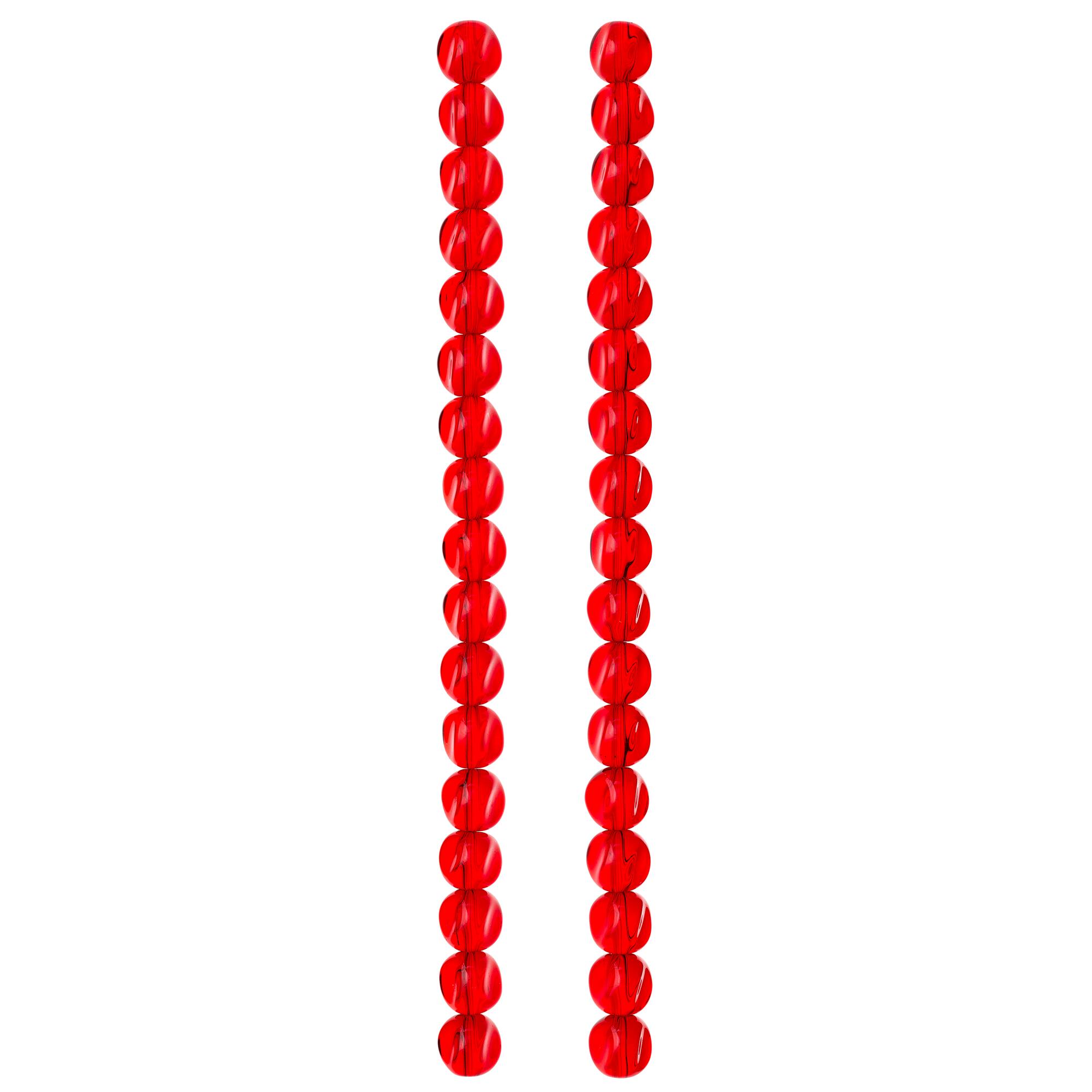 Ruby Cut Glass Round Beads, 10mm by Bead Landing™